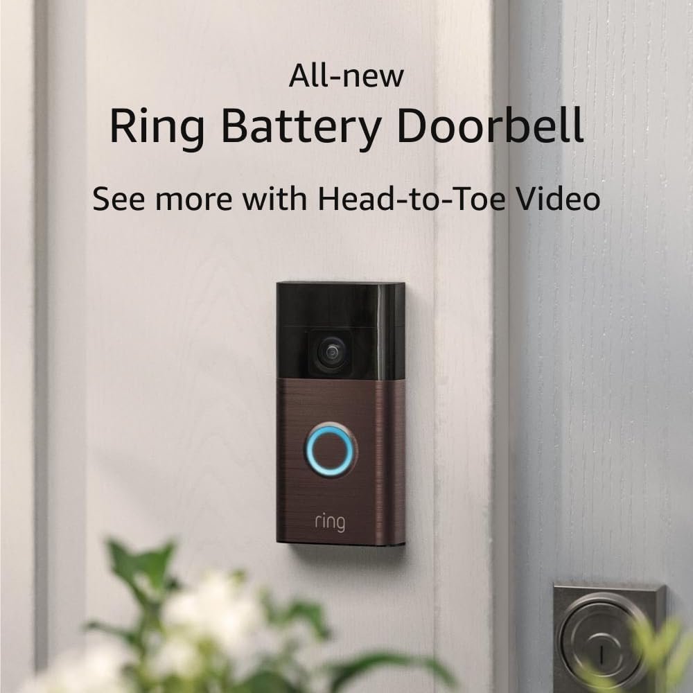 All-new Ring Battery Doorbell, Head-to-Toe Video, Live View with Two-Way Talk, and Motion Detection  Alerts (2024 release), Venetian Bronze