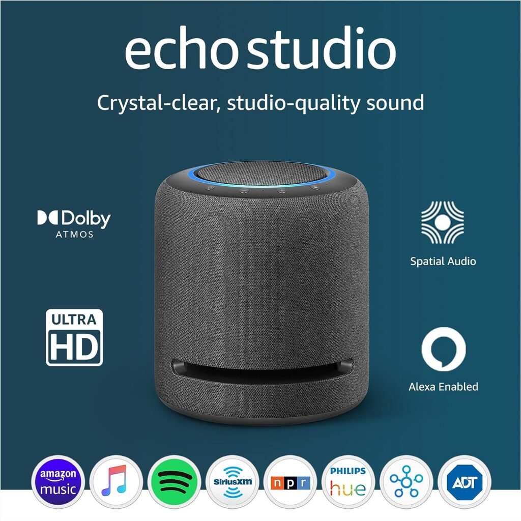 Amazon Echo Studio (newest model), Our best-sounding Alexa speaker, Perfect for large spaces like living rooms and family rooms, Charcoal