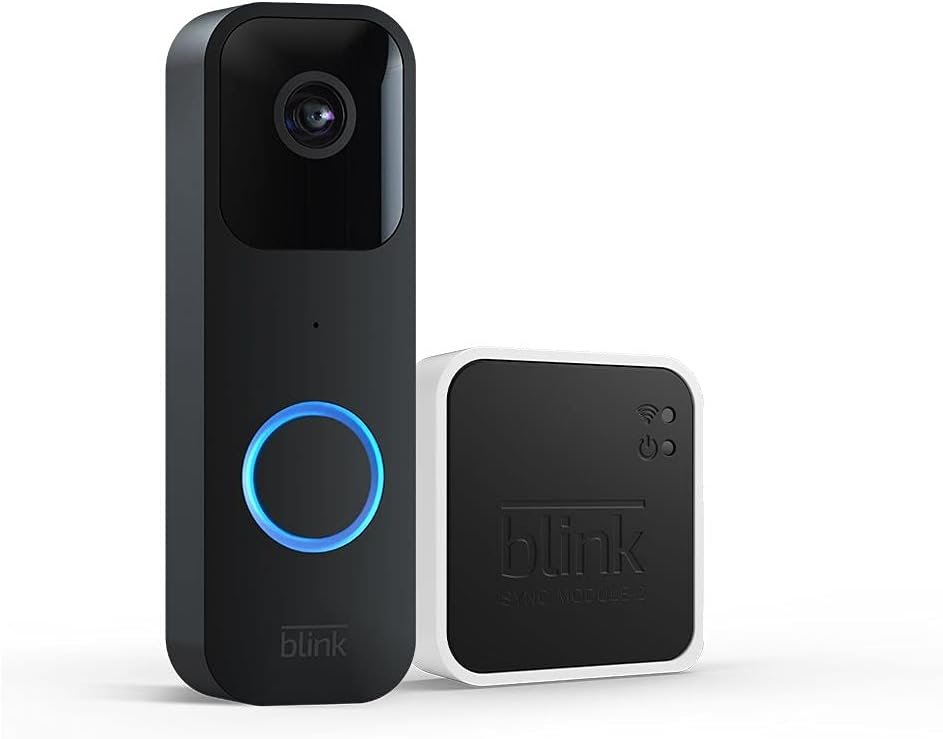Blink Video Doorbell | Two-way audio, HD video, motion and chime app alerts and Alexa enabled — wired or wire-free (Black)