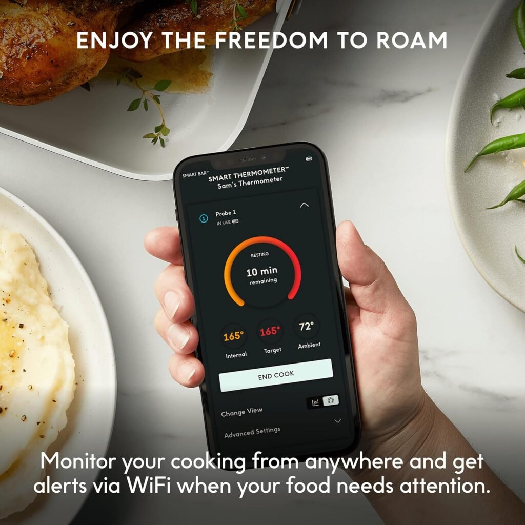 CHEF iQ Sense Smart Wireless Meat Thermometer with Ultra-Thin Probe, Unlimited Range Bluetooth Meat Thermometer, Digital Food Thermometer for Remote Monitoring of BBQ Grill, Oven, Smoker, Air Fryer