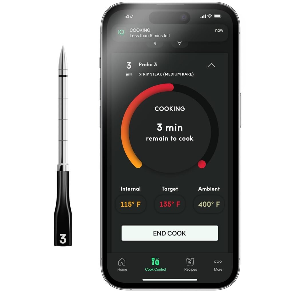 CHEF iQ Sense Smart Wireless Meat Thermometer with Ultra-Thin Probe, Unlimited Range Bluetooth Meat Thermometer, Digital Food Thermometer for Remote Monitoring of BBQ Grill, Oven, Smoker, Air Fryer