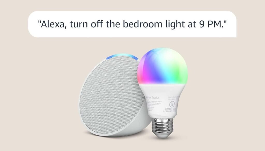 Echo Pop with Amazon Basics Smart Color Bulb