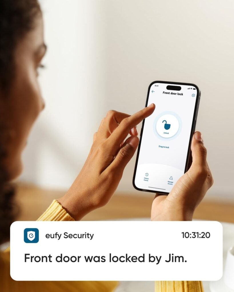 eufy Security Smart Lock C220, Fingerprint Keyless Entry Door Lock, Built-in Wi-Fi, App Remote Control, Front Door Smart Lock Deadbolt, 8Months Battery, Reliable Power, IP53 Waterproof, BHMA Grade 3