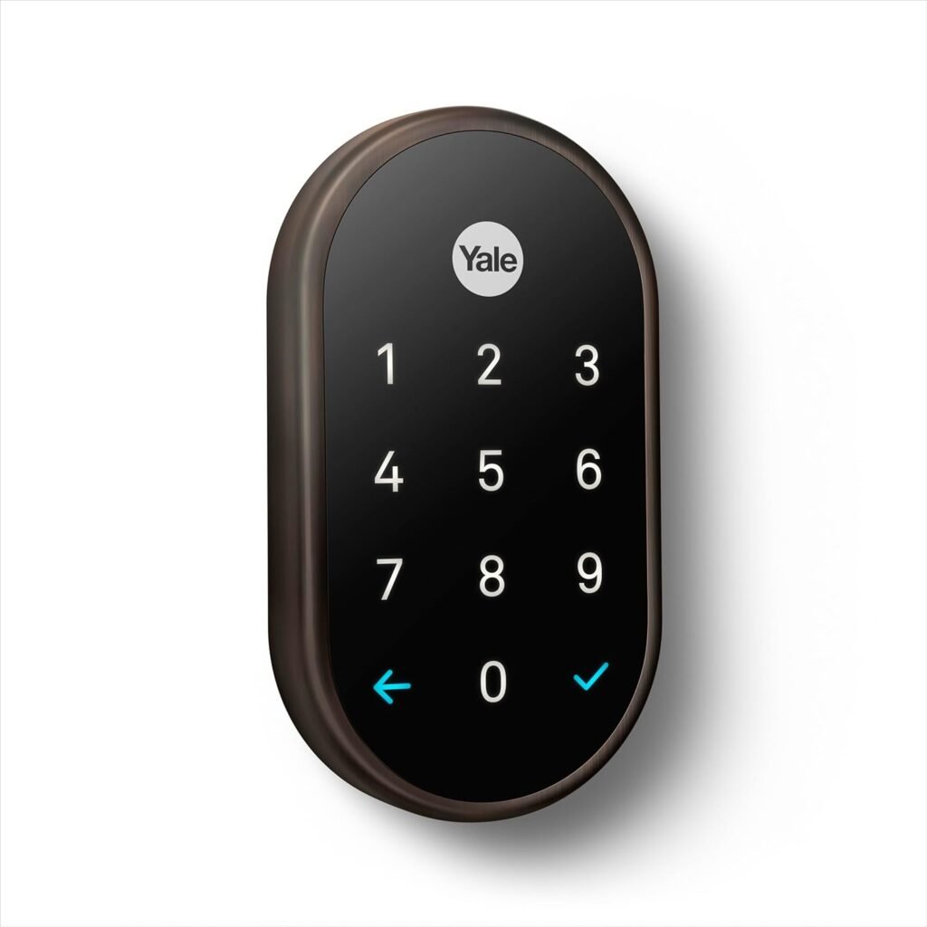 Google Nest x Yale Lock - Tamper-Proof Smart Lock for Keyless Entry - Keypad Deadbolt Lock for Front Door - Satin Nickel