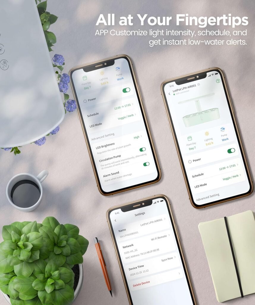 LETPOT LPH-Air Hydroponics Growing System Kits, APP  WiFi Controlled Smart Indoor Garden with 24W Grow Light Full Spectrum, 10 Pods Planter Indoor Gardening for Gifts, Kitchen, Vegetable