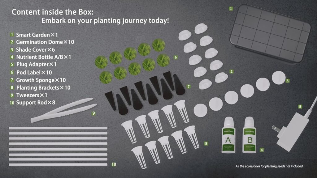 8-Pod Smart Hydroponic Growing System, Indoor Garden with WiFi App, 24W LED Light, Stainless Steel, Self-Watering Timer – Perfect Gift for Home, School, Vegans, Kids, and Mental Health