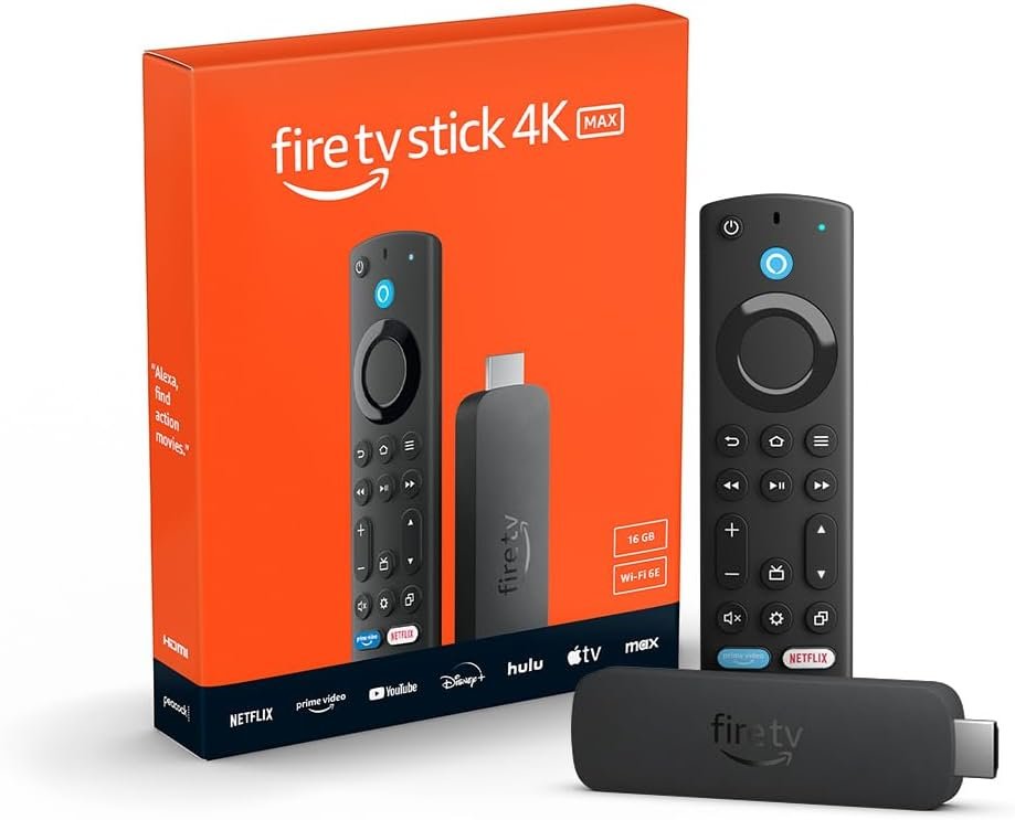Amazon Fire TV Stick 4K Max (newest model), our most powerful 4K streaming stick with Wi-Fi 6E support, 16GB Storage, free and live tv
