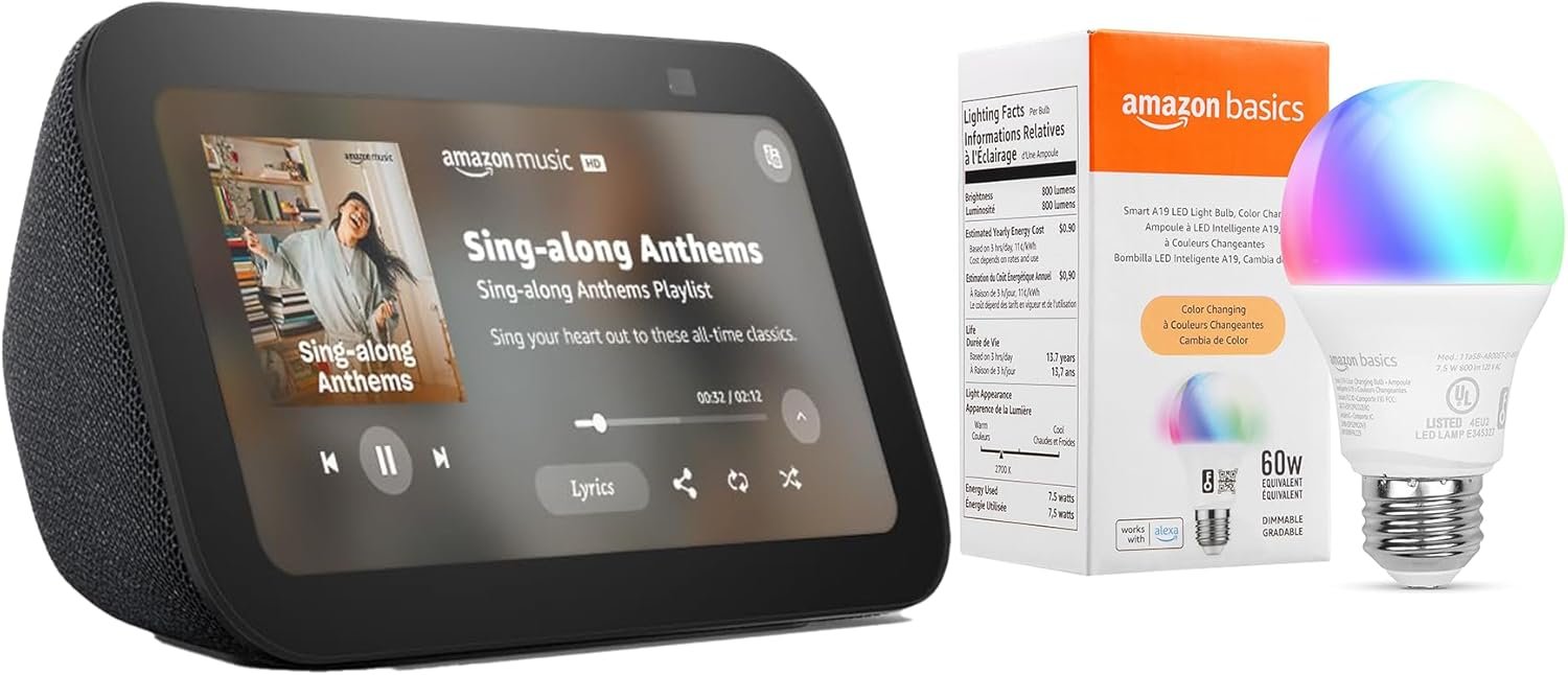 Echo Show 5 with Amazon Basics Smart Color Bulb review