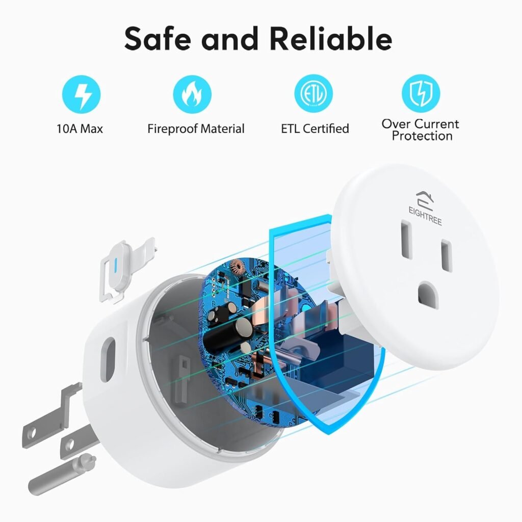 EIGHTREE Smart Plug, Smart Home WiFi Outlet Works with Alexa  Google Home, Smart Socket with Remote Control  Timer Function, 2.4GHz WiFi Only, 4 Packs