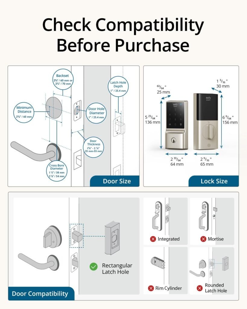 eufy Security Smart Lock C210, Keyless Entry Door Lock, Built-in WiFi Deadbolt, Smart Door Lock, No Bridge Required, Easy Installation, Touchscreen Keypad, App Remote Control, 4 AA Batteries Included