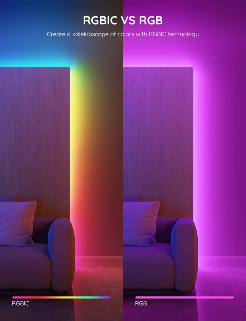 Govee RGBIC LED Strip Lights, Smart LED Lights for Bedroom, Bluetooth LED Lights APP Control, DIY Multiple Colors on One Line, Color Changing LED Strip Lighting Music Sync, Christmas Decor, 16.4ft