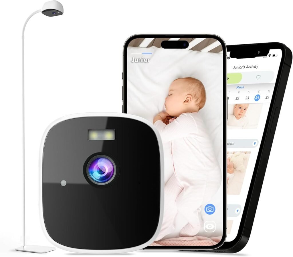 Instababy Smart Baby Monitor with Floor Stand, 2K Crib Camera with AI Breathing Monitor, No Wearables WiFi Baby Camera, Night Vision, Baby Sleep Tracker, Cry  Motion Alerts, Diaper  Feeding Record