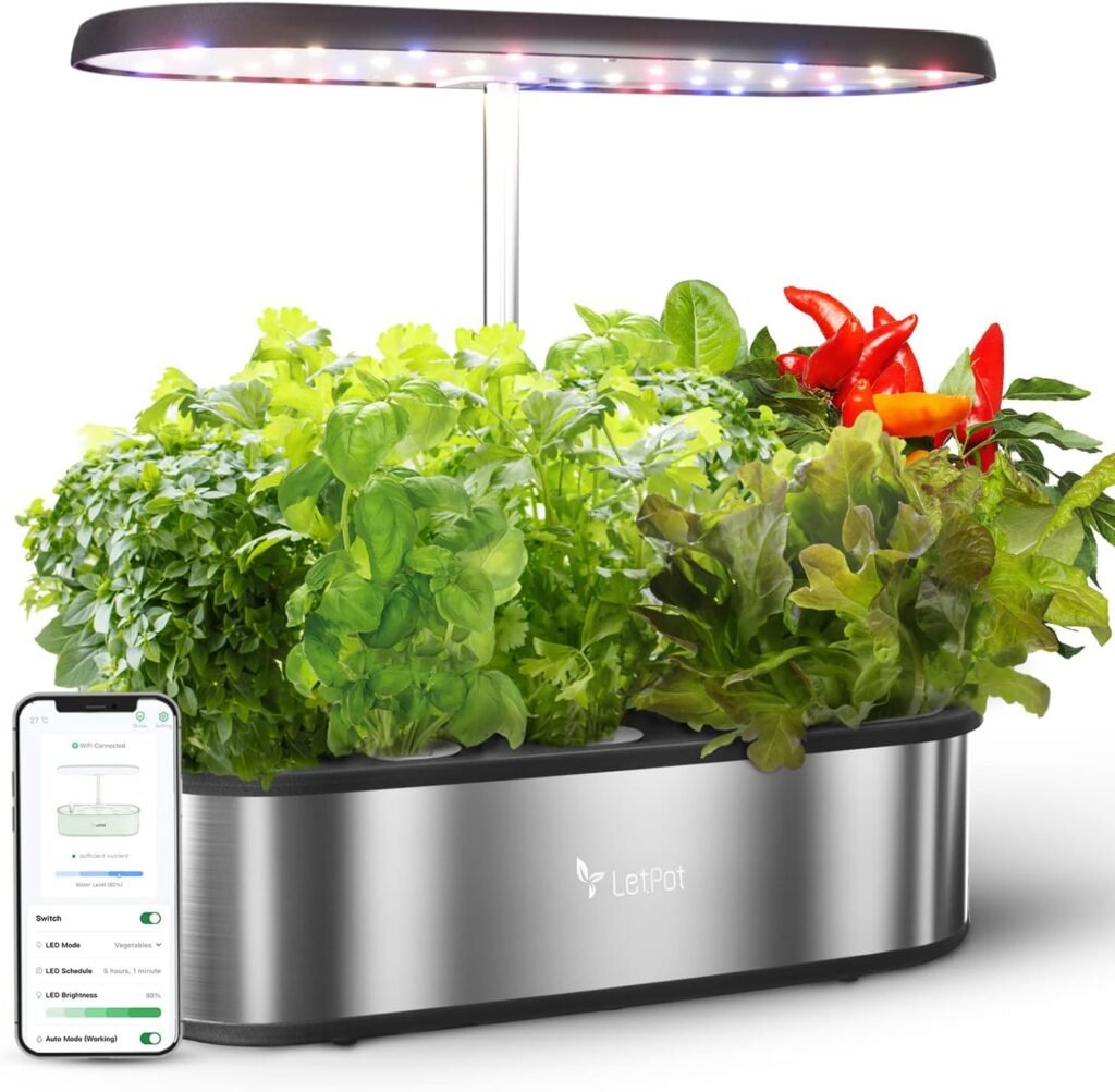 LetPot LPH-SE Hydroponics Growing System, 12 Pods Smart Herb Garden Kit Indoor, Indoor Garden, APP  WiFi Controlled, with 24W Growing LED, 5.5L Water Tank, Pump System, Automatic Timer