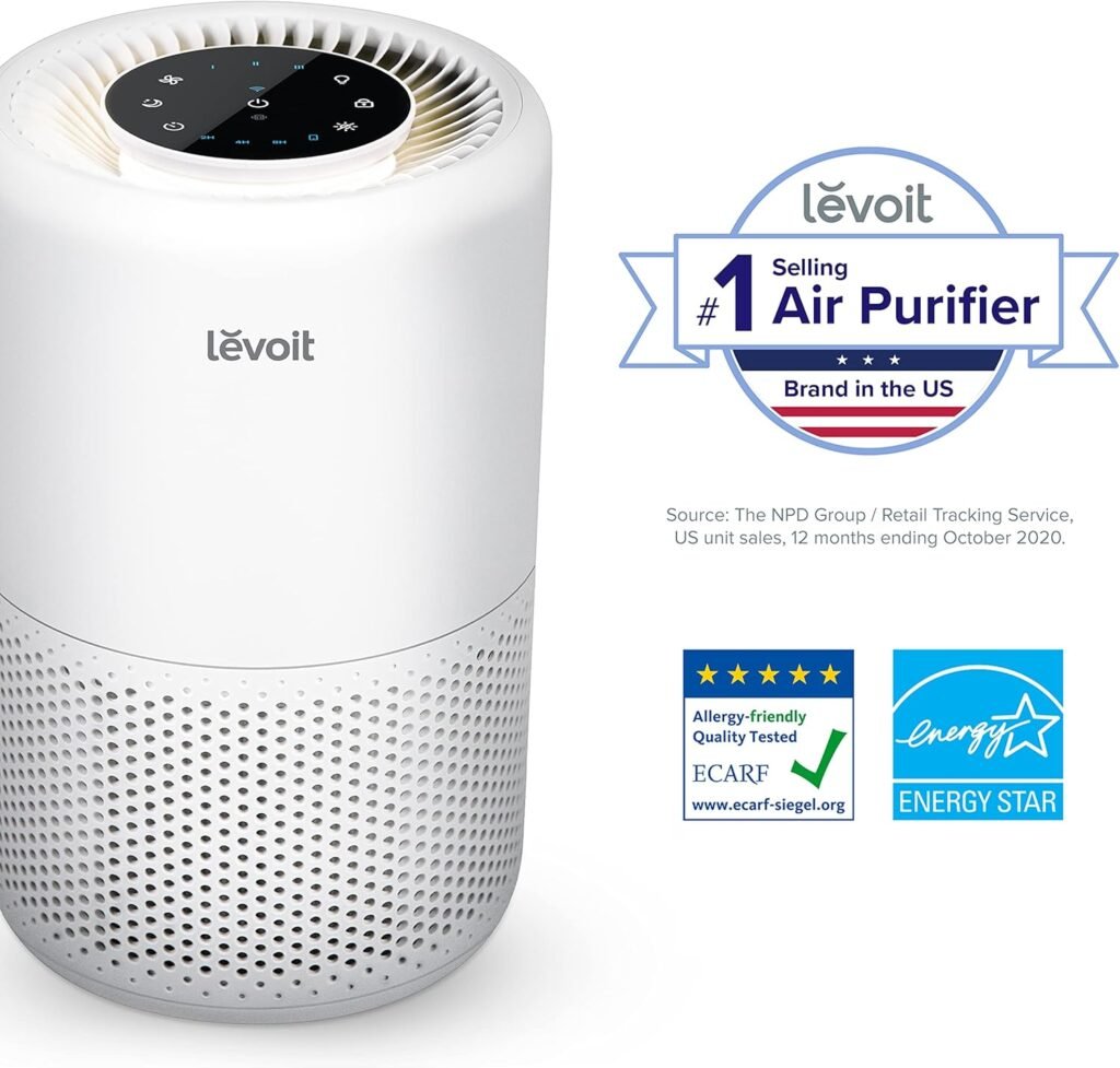 LEVOIT Air Purifier for Home Bedroom, Smart WiFi Alexa Control, Covers up to 916 Sq.Foot, 3 in 1 Filter for Allergies, Pollutants, Smoke, Dust, 24dB Quiet for Bedroom, Core 200S-P, White