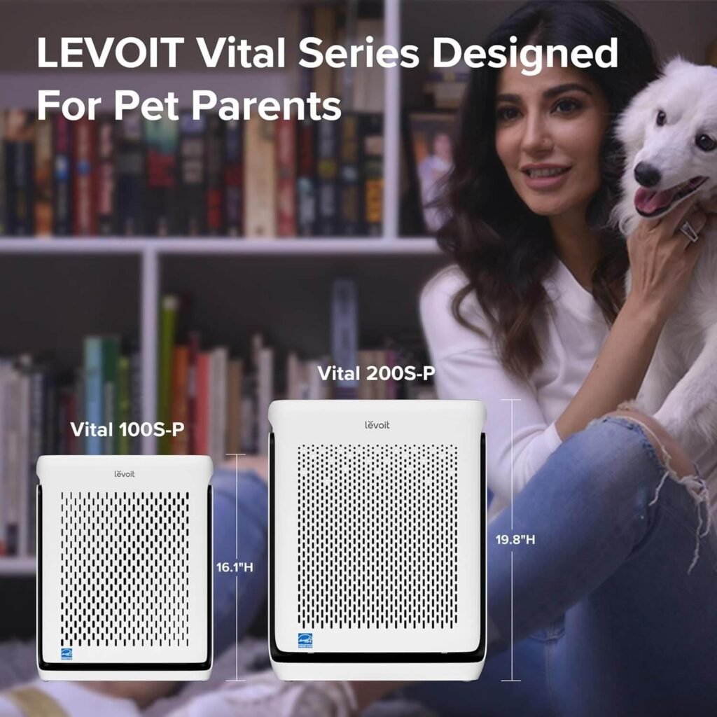 LEVOIT Air Purifiers for Home Large Room Bedroom Up to 1110 Ft² with Air Quality and Light Sensors, Smart WiFi, Washable Filters, HEPA Sleep Mode for Pets, Allergies, Dust, Pollen, Vital 100S-P, White