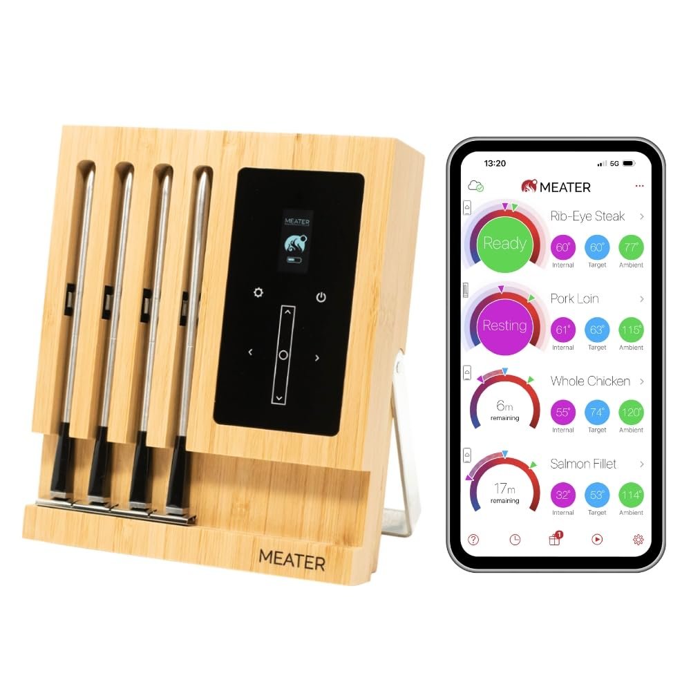 MEATER Block: WiFi Smart Wireless Meat Thermometer | 4 Probes, Long Range | Perfect for BBQ, Oven, Grill, Kitchen, Smoker, Air Fryer | Apple Watch, Alexa Compatible | iOS  Android App