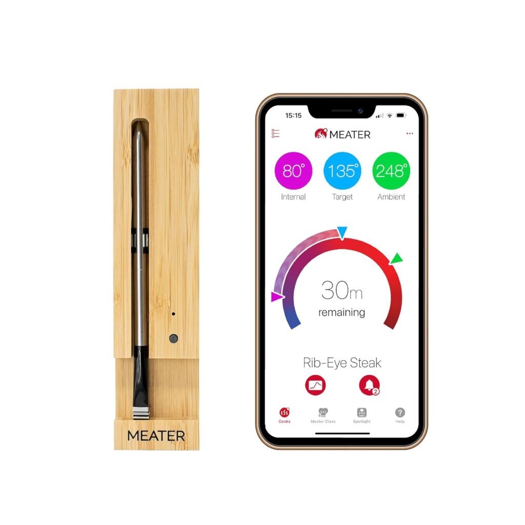 Original MEATER: Wireless Bluetooth Smart Meat Thermometer | for The Oven, Grill, BBQ, Kitchen | iOS Android App | Apple Watch, Alexa Compatible | Dishwasher Safe Original MEATER: Wireless Bluetooth Smart Meat Thermometer | for The Oven, Grill, BBQ, Kitchen | iOS Android App | Apple Watch, Alexa Compatible | Dishwasher Safe