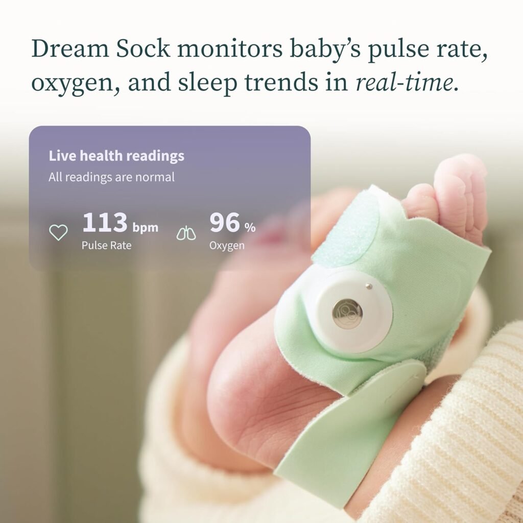 Owlet Dream Sock® - FDA-Cleared Smart Baby Monitor - Track Live Pulse (Heart) Rate, Oxygen in Infants - Receive Notifications - Mint