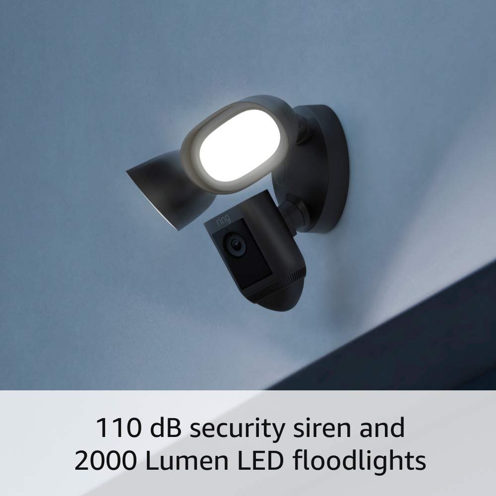 Ring Floodlight Cam Wired Pro with Bird’s Eye View and 3D Motion Detection, White