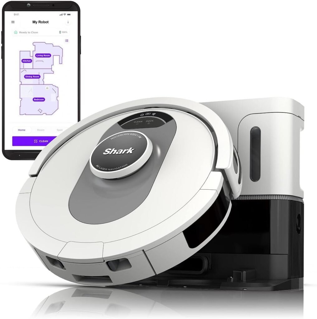 Shark AI Ultra Voice Control Robot Vacuum with Matrix Clean Navigation, Home Mapping, 60-Day Capacity, Self-Empty Base for Homes with Pets, Carpet  Hard Floors (Silver/Black)