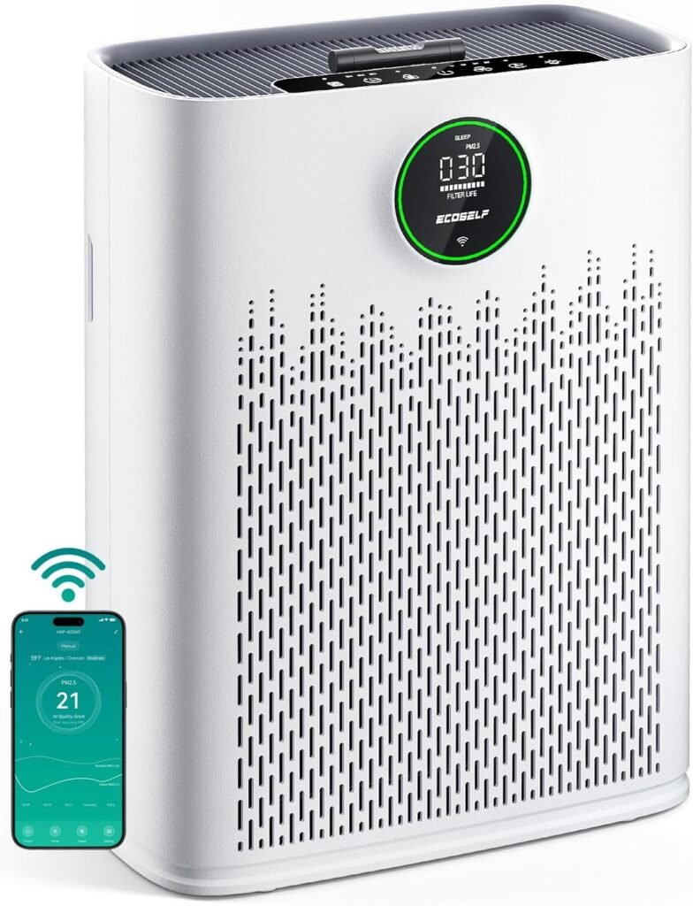 Smart Air Purifier for Home Large Rooms, with WiFi Control, Smart Mode, AQI Display, 22dB Sleep Mode  Aromatherapy, Covers Up to 1295 Ft² with 2X-Power Filtration, HAP603, Bright White