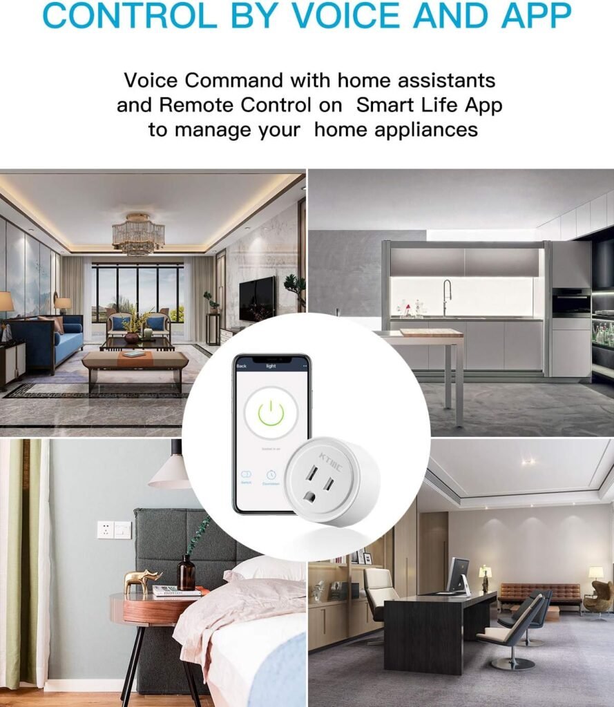 Smart plug 4 Packs, KTMC Mini Wifi Outlet Compatible with Alexa, Google Home, No Hub Required, Remote Control Your Home Appliances from Anywhere, ETL Certified