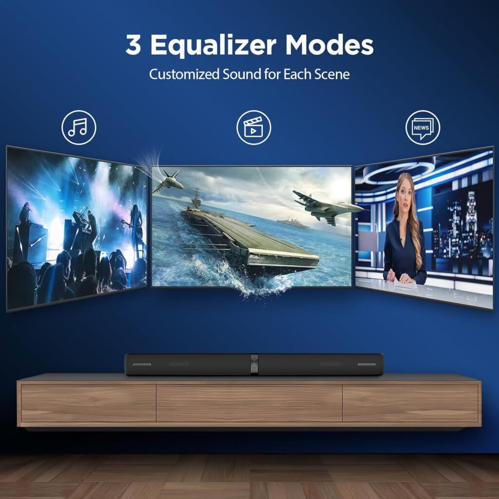 Sound Bar, 90W Sound Bar for Smart TV, Bluetooth Soundbar with Wired  Wireless Connect, Dynamic Volume Boost, ARC/Optical/AUX Cables  Remote, 2 in 1 Detachable Soundbar for TV