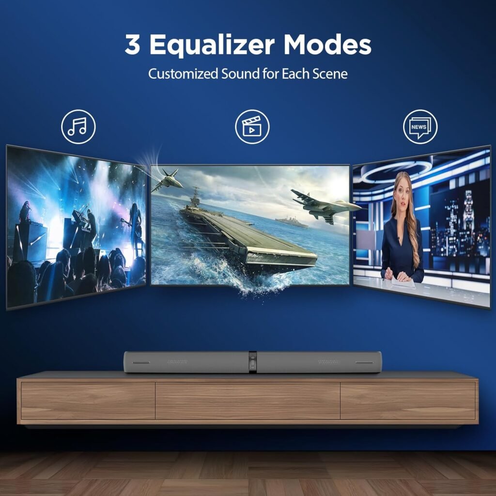 Sound Bar, 90W Sound Bar for Smart TV, Bluetooth Soundbar with Wired  Wireless Connect, Dynamic Volume Boost, ARC/Optical/AUX Cables  Remote, 2 in 1 Detachable Soundbar for TV