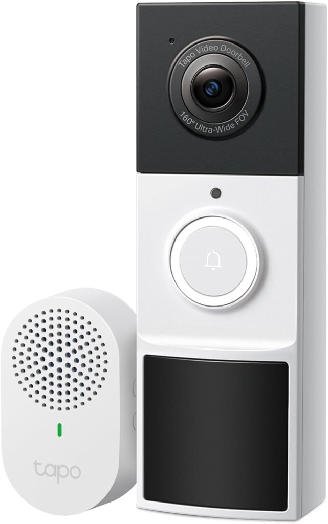 TP-Link Tapo Smart Video Doorbell Camera Wireless with Chime, 2K with Full Color Night Vison  Spotlights, No Monthly Fee, Ring Call, 160° Ultra-Wide View, Free AI Detection, Local Storage (D210)