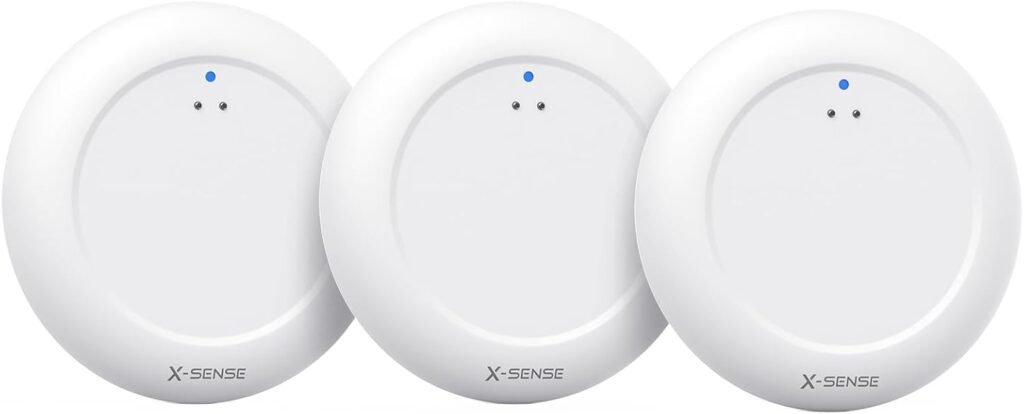 X-Sense Wi-Fi Water Leak Detector Kit, Smart Water Sensor Alarm with App Alerts and Ultra-Slim Design, Water Alarm Leak Detector for Basements, 4 Water Sensors and 1 Base Station, Model SWS0A41