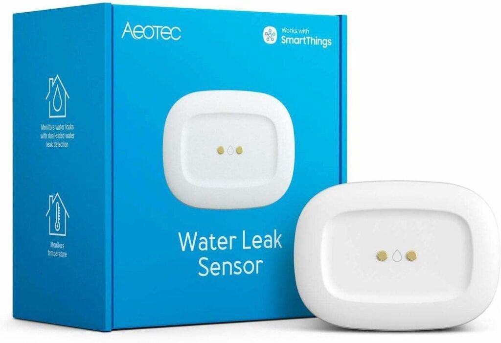 Aeotec SmartThings SmartThings Water Leak Sensor, ZigBee, Battery Powered, Smart Home Hub Compatible