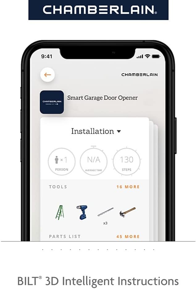 CHAMBERLAIN B2401 Smart Quiet Belt Drive Garage Door Opener, Gray