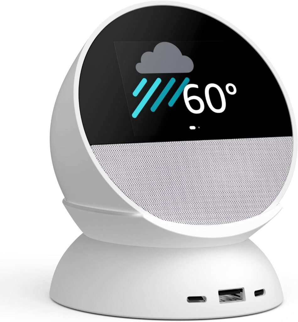 Echo Spot Bundle: Includes Echo Spot (2024 Release) | Black  Made for Amazon Stand with USB-C and USB-A Charging Ports | Black