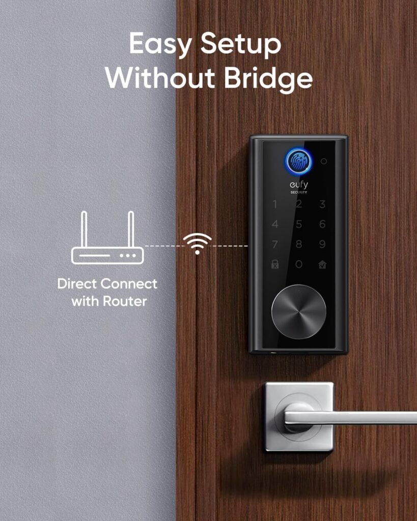 eufy Security Smart Lock S230, Keyless Fingerprint Lock for Front Door, Easy Installation, Built-in Wi-Fi, Reliable App for Remote Access, One-Year Battery Life, BHMA Certified, IP65 Weatherproof