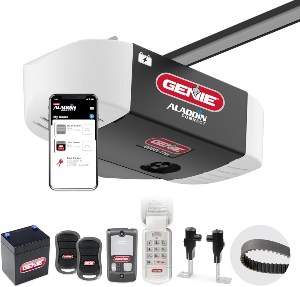 Genie StealthDrive Connect Smart Garage Door Opener, 7155-TKV Ultra- Quiet Belt Drive - Garage Opener works with Alexa