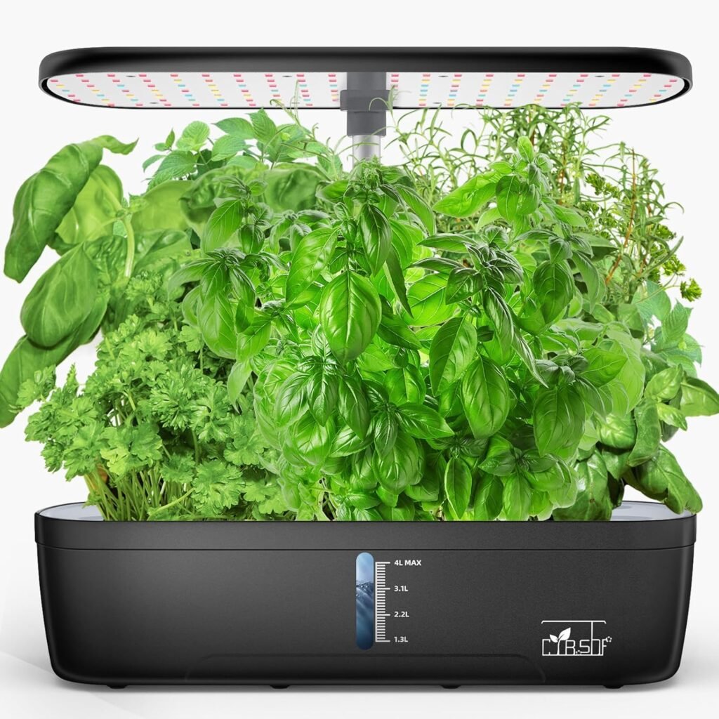 Indoor Garden Hydroponics Growing System 12 Pods, Indoor Herb Garden with LED Grow Light, Adjustable Height Up to 10.8inch, Hydroponics for Family