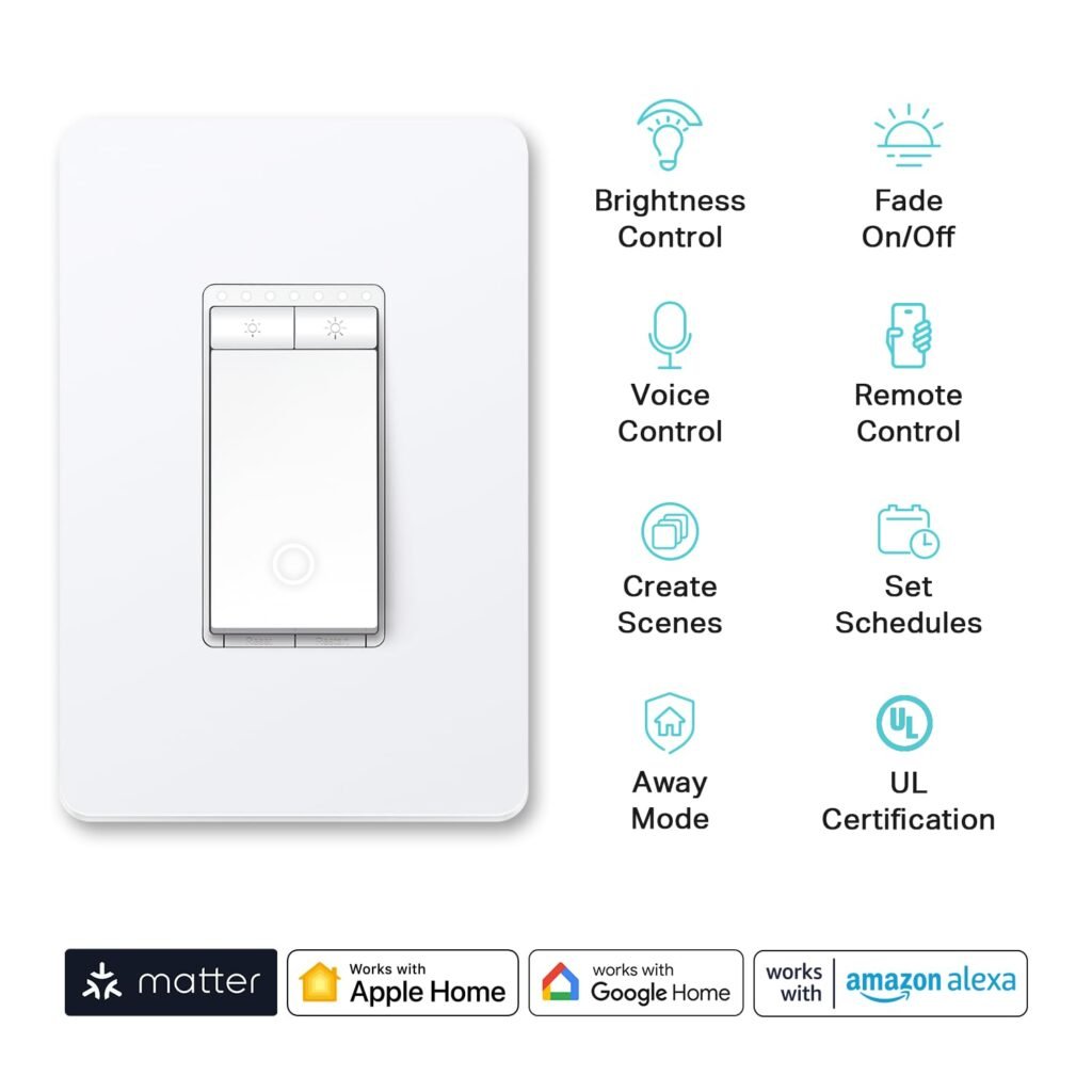 Kasa Smart Dimmer Switch HS220P3, Single Pole, Needs Neutral Wire, 2.4GHz Wi-Fi Light Switch Works with Alexa and Google Home, UL Certified,, No Hub Required, 3-Pack