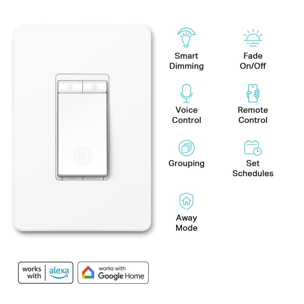 Kasa Smart Dimmer Switch HS220P3, Single Pole, Needs Neutral Wire, 2.4GHz Wi-Fi Light Switch Works with Alexa and Google Home, UL Certified,, No Hub Required, 3-Pack