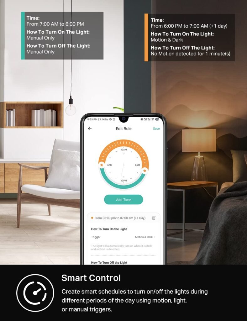 Kasa Smart WiFi Motion Sensor Switch, Single Pole, Needs Neutral Wire, 2.4GHz Wi-Fi Light Switch, Compatible with Alexa  Google Home, UL Certified, No Hub Required(KS200M),White,1-Pack