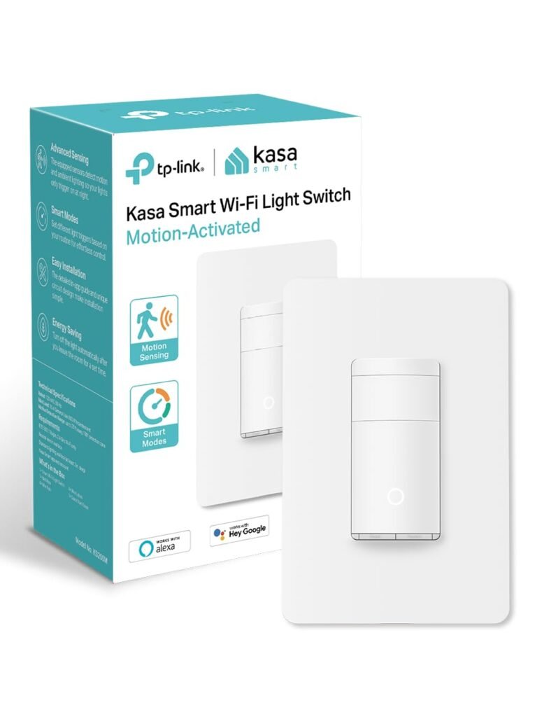 Kasa Smart WiFi Motion Sensor Switch, Single Pole, Needs Neutral Wire, 2.4GHz Wi-Fi Light Switch, Compatible with Alexa  Google Home, UL Certified, No Hub Required(KS200M),White,1-Pack