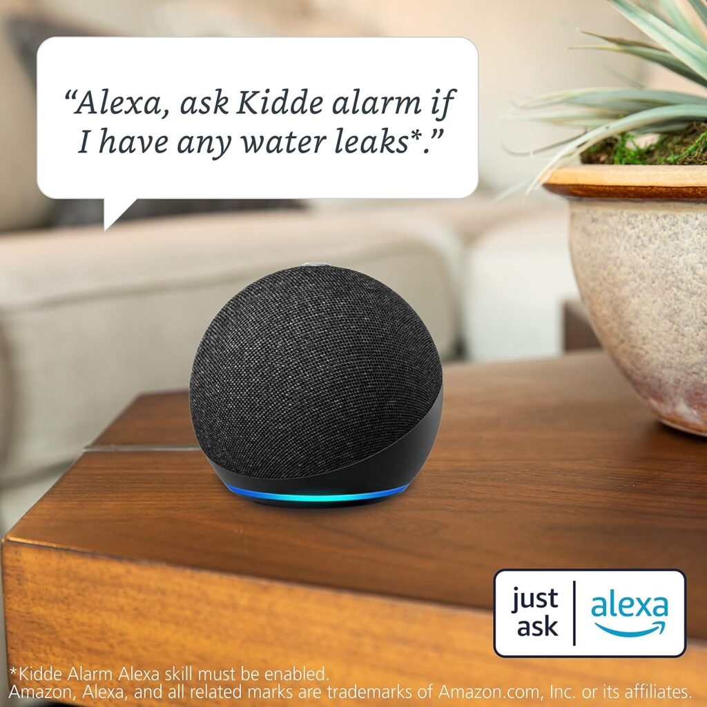 Kidde WiFi Water Leak Detector  Freeze Alarm, Alexa Device, Smart Leak Detector for Homes with App Alerts,White