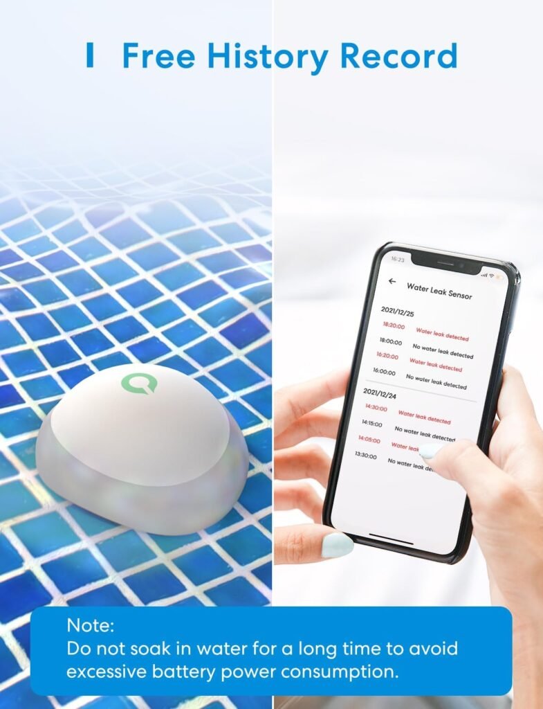 Meross Smart Water Sensor Alarm 3 Pack, WiFi Water Leak Detector Support Apple HomeKit, SmartThings, IP67 Waterproof with App Alerts, Alarm, 100M Range for Home Basement Kitchen (Meross Hub Included)