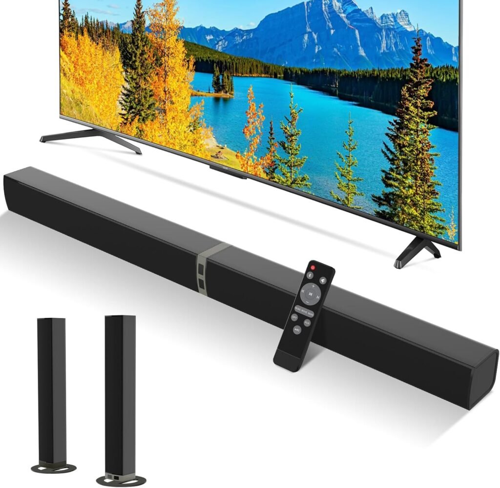 MZEIBO TV Sound Bar, Sound Bars for Smart TV, Bluetooth 5.0 Soundbar 60W 32Inch Detachable Soundbars with ARC/Optical/AUX Connection, TV Speakers Soundbar for Home Theater Audio