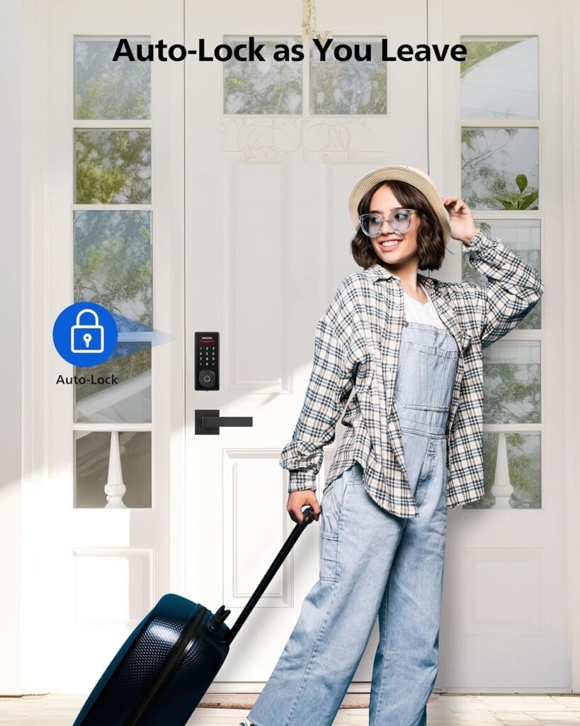 Philips Smart Lock with Handles, Keyless Entry Door Lock Set, Smart Door Lock with 2 Level Handles, Digital Keypad Deadbolt for Front Door, App Unlock, Fingerprint Unlock, PIN Code Unlock, Auto Lock
