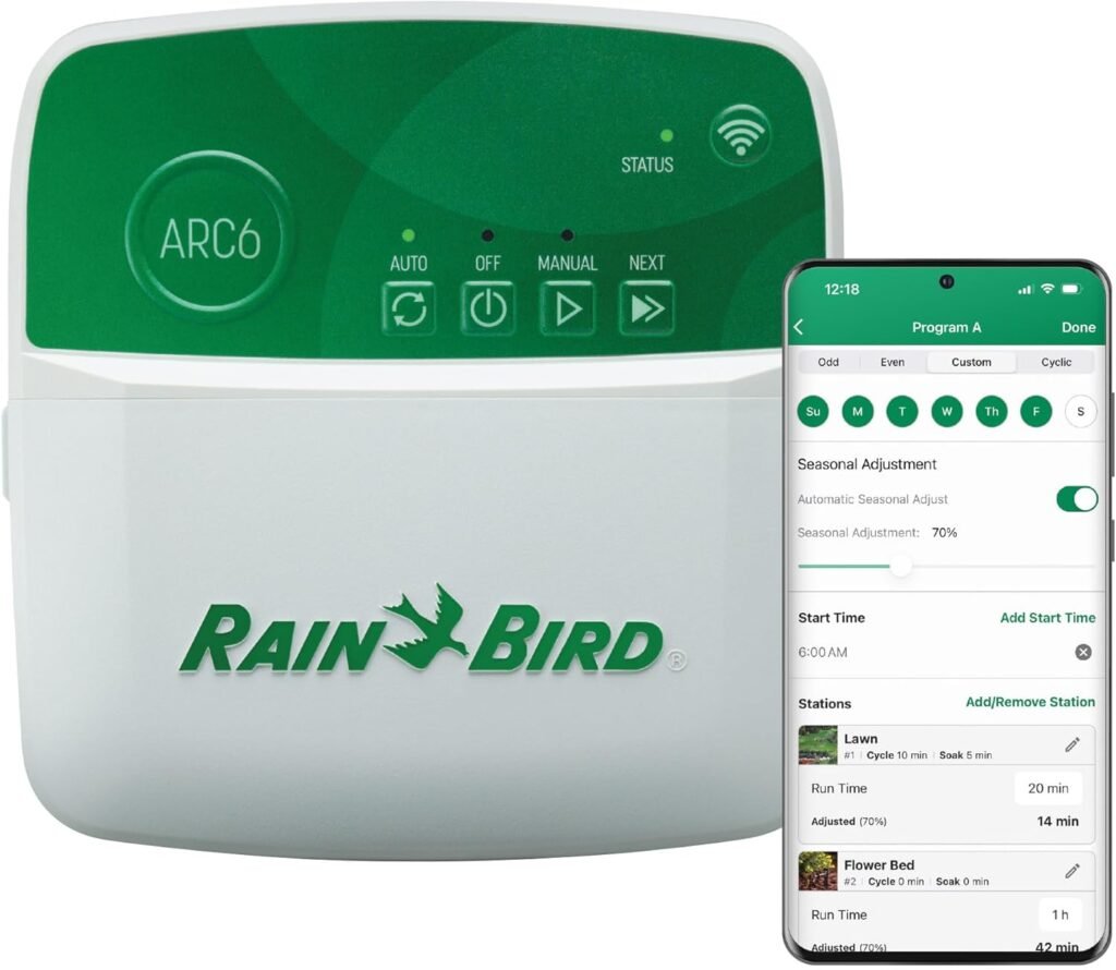Rain Bird ARC8 App-Based Indoor/Outdoor Smart Irrigation WiFi Timer/Controller, 8-Zone/Station, EPA WaterSense Certified, Compatible with Alexa