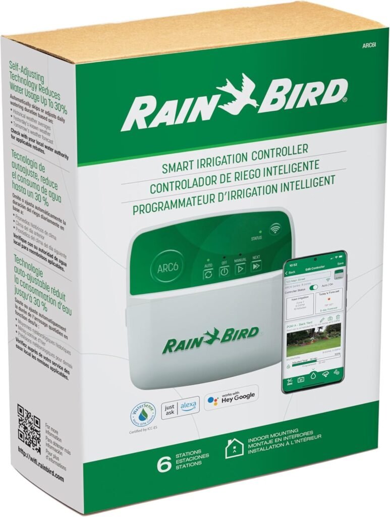Rain Bird ARC8 App-Based Indoor/Outdoor Smart Irrigation WiFi Timer/Controller, 8-Zone/Station, EPA WaterSense Certified, Compatible with Alexa