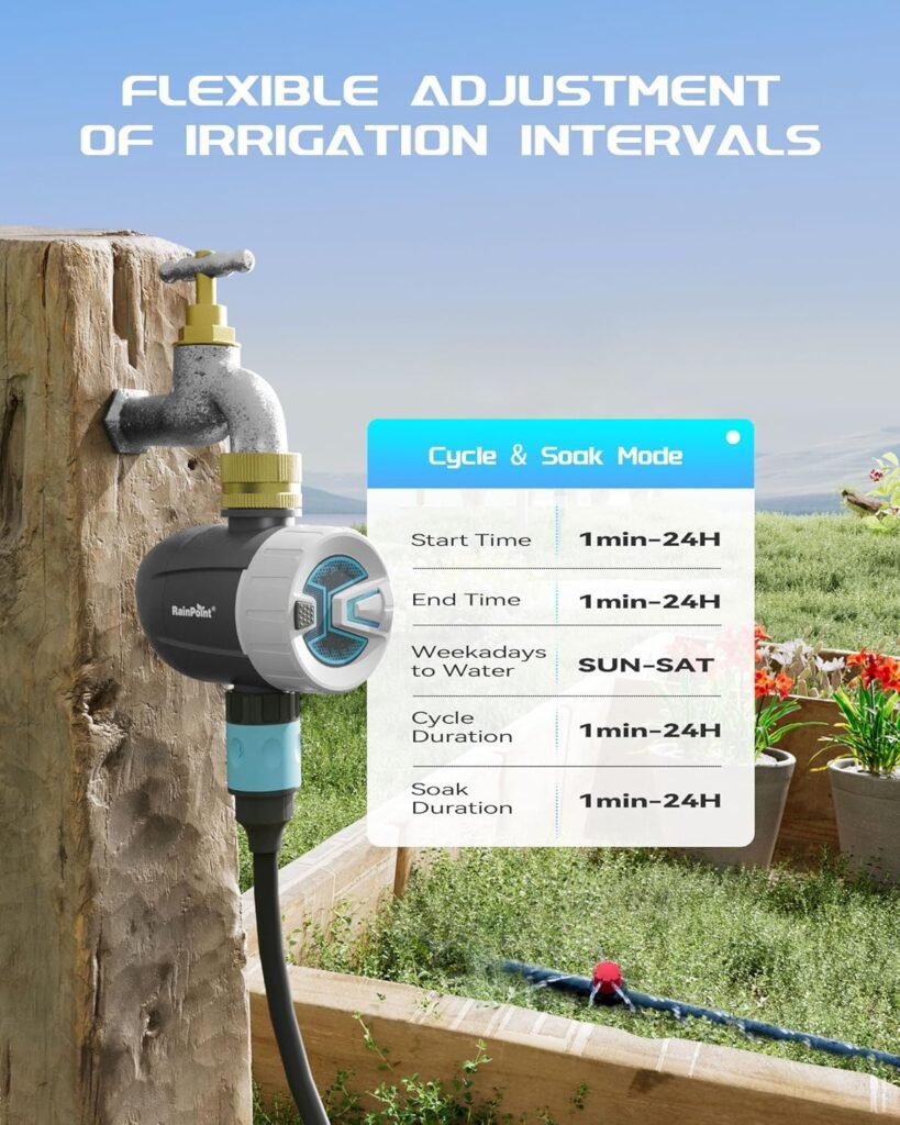 RAINPOINT WiFi Sprinkler Timer Water Timer, Brass Inlet Smart Hose Faucet Timer, Automatic Irrigation System Controller for Yard Watering, APP Control via 2.4Ghz WiFi and Bluetooth (V2, 2024 Release)