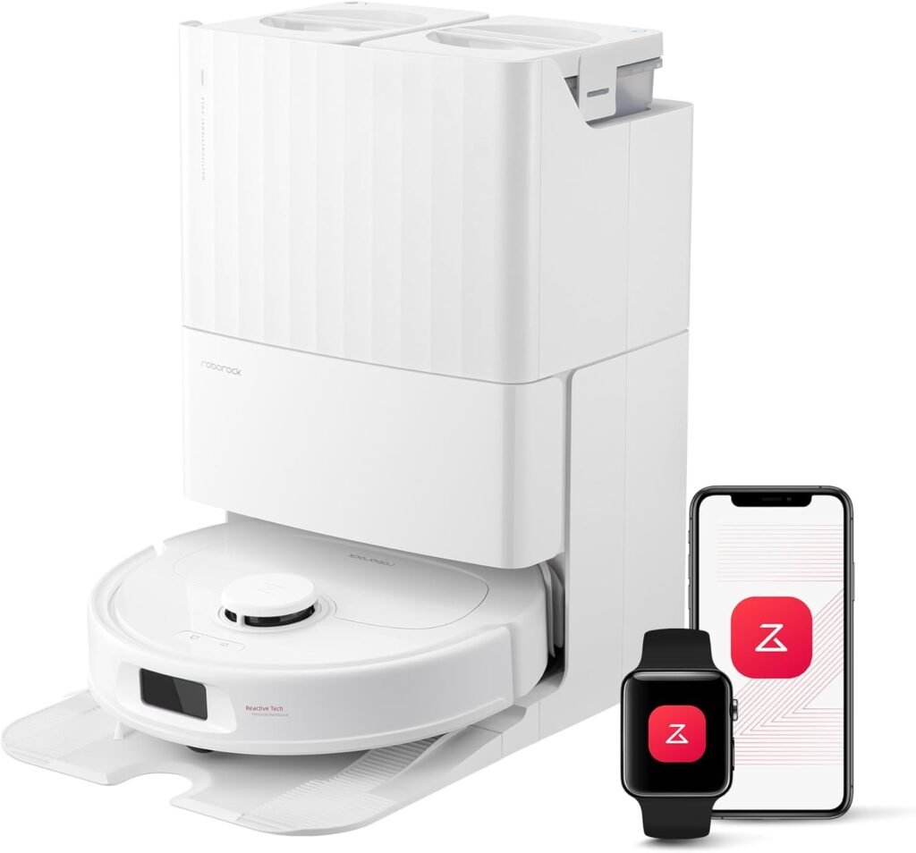 roborock Qrevo S Robot Vacuum and Mop, Self-Drying, Auto Mop Washing, 7000Pa Suction, Self-Emptying  Refilling, 10mm Mop Lifting, 200RPM Spinning Mops, Smart Obstacle Avoidance, White