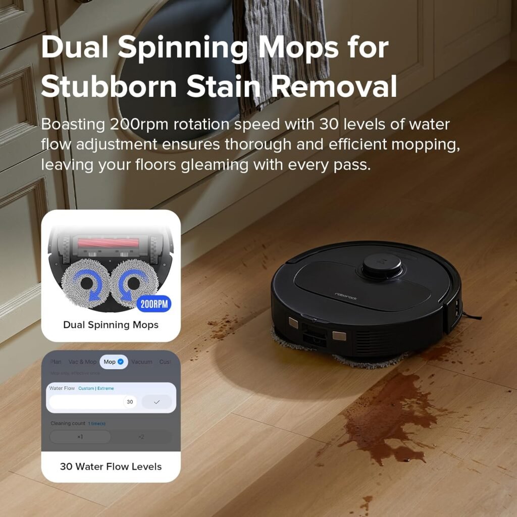 roborock Qrevo S Robot Vacuum and Mop, Self-Drying, Auto Mop Washing, 7000Pa Suction, Self-Emptying  Refilling, 10mm Mop Lifting, 200RPM Spinning Mops, Smart Obstacle Avoidance, White