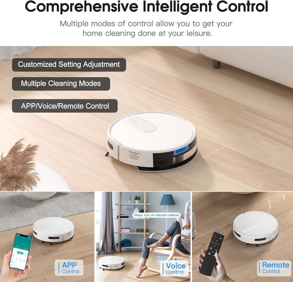 Robot Vacuum and Mop Cleaner with 4500Pa Suction, Advanced 3D Obstacle Avoidance, Next-Generation Smart APP  Voice Control Robotic Vacuum, Automatic Aspirdora for Home Hard Floor, Pet Hair